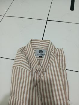 Product Review of Kemeja Pria Garis WOODCUTTER Basic Butcher Stripe - Brown Lengan Panjang from Tokopedia customer review 0