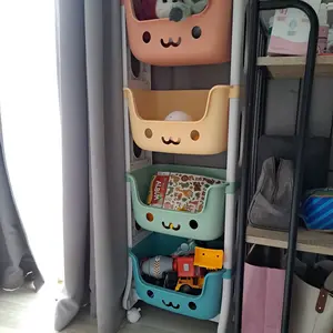 Lemari Mainan Anak Rak Susun Roda Tempat Simpan Mainan Anak