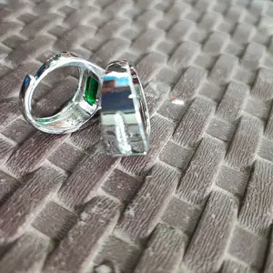 CINCIN PRIA TITANIUM BATU NATURAL HIJAU / MERAH ZIRCON RUBY GARNET C58