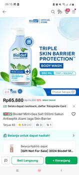 Product Review of Biodef Mint - Sea Salt Botol 550ml| Sabun Mandi Cair Antiseptik Aman dan Halal | Sabun Mandi Melembabkan Whitening | Sabun Mandi Cair untuk Kulit Kering from Tokopedia customer review 0