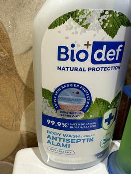 Product Review of Biodef Mint - Sea Salt Botol 550ml| Sabun Mandi Cair Antiseptik Aman dan Halal | Sabun Mandi Melembabkan Whitening | Sabun Mandi Cair untuk Kulit Kering from Tokopedia customer review 0
