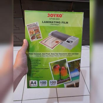 Product Review of plastik plastic laminating joyko a4 100 micron laminasi panas from Tokopedia customer review 1
