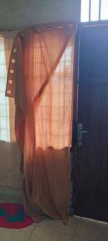 Product Review of Gorden  Curtain jendela Pintu minimalis smokering Gold polos embos coklat tua murah Tali Merah from Tokopedia customer review 2