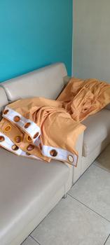 Product Review of Gorden  Curtain jendela Pintu minimalis smokering Gold polos embos coklat tua murah Tali Merah from Tokopedia customer review 1