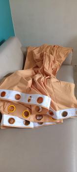 Product Review of Gorden  Curtain jendela Pintu minimalis smokering Gold polos embos coklat tua murah Tali Merah from Tokopedia customer review 0