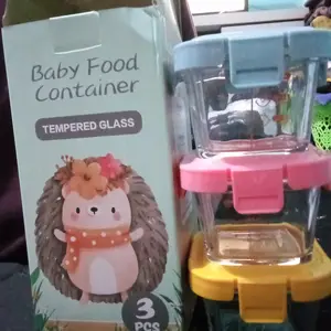 Momwell GFB11 3 IN 1 Tempat Mpasi Kaca Wadah Mpasi Kaca Penyimpanan Mpasi Glass Baby Food Container