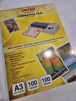Product Review of plastik plastic laminating joyko a4 100 micron laminasi panas from Tokopedia customer review 1