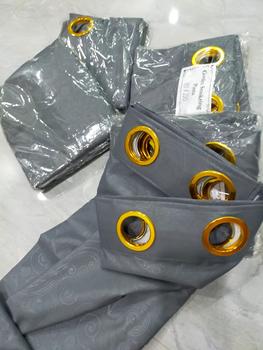 Product Review of Gorden  Curtain jendela Pintu minimalis smokering Gold polos embos coklat tua murah Tali Merah from Tokopedia customer review 0