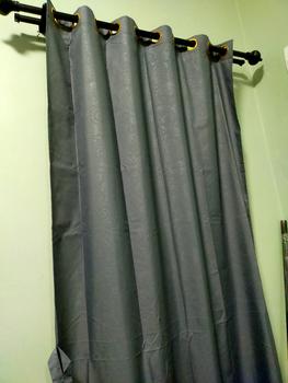 Product Review of Gorden  Curtain jendela Pintu minimalis smokering Gold polos embos coklat tua murah Tali Merah from Tokopedia customer review 1