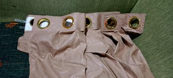Product Review of Gorden  Curtain jendela Pintu minimalis smokering Gold polos embos coklat tua murah Tali Merah from Tokopedia customer review 1