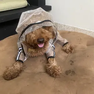 Jas Hujan Hewan Anjing Baju Anti Air Pet Dog Raincoat Hoodie Suit Full