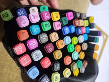 Product Review of Spidol Warna Warni 1 Set Dual Side Fine Art Brush Pen Art Sketch Marker isi 80/60/48/30/24/12 Color from Tokopedia customer review 0