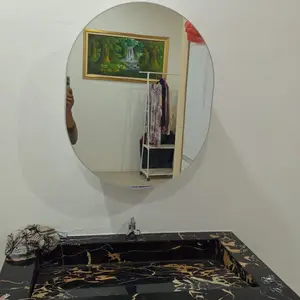 Cubic Cermin Bulat Kamar Mandi Minimalis / Rak Kaca Wastafel - GENIO VT 50