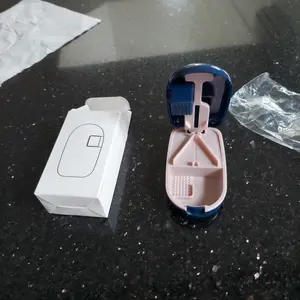 [CAP ANGSA] Pill Box 3in1 Mini Portable | Kotak Obat + Pemotong Tablet + Penggerus Crusher | Slot V anti geser, pisau aman, outlet dispenser, box belakang kedap & waterproof | 86x48x30mm 39g ABS+PP | Bentuk Kecil Praktis Travel Size Compatible