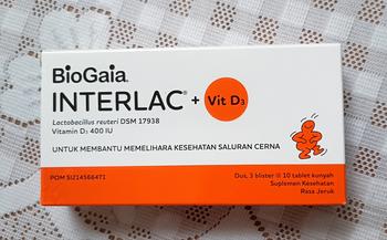 Product Review of Interlac Probiotik + Vit D3 400 IU 3 Strip @10 Tablet - Menjaga Kesehatan Saluran Cerna dan Daya Tahan Tubuh Anak hingga Dewasa from Tokopedia customer review 0
