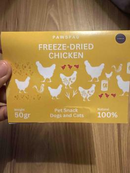 Product Review of PAWSPAD FREEZE DRIED CHICKEN CEMILAN/SNACKS ANJING DAN KUCING 50GR from Tokopedia customer review 0