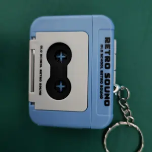 [Dapat merekam] Kotak Musik mini Gantungan Kunci/ Couple Keychain Rekaman  /Gantungan Kunci Rekam Lagu Unik/Hadiah Ulang Tahun Mesin /Rekaman Hadiah Unik Aksesoris Kayu Merah Biru Merah Plastik Toys