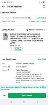 Product Review of CASING KOMPATIBEL UNTUK SAMSUNG GALAXY S22 S23 S24 S25 ULTRA - CASE SAMSUNG GALAXY S22 S23 S24 S25 ULTRA - GUERRA CASE from Tokopedia customer review 0