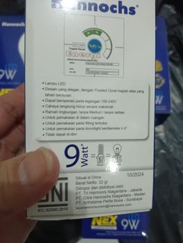 Product Review of Hannochs Lampu LED NEX 9 watt Cahaya Putih ( PAKET 5 PCS ) from Tokopedia customer review 3