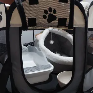 ME Kandang Lipat Tenda Hewan Peliharaan kucing Pagar Tenda Lipat Portabel Dengan 6 Panel ,Untuk Kucing Anjing Portable tenda kucing lipat