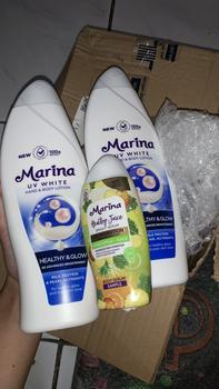 Product Review of Marina Hand Body Lotion UV White - Healthy & Glow [460 ml / 2 pcs] Exp : 09.2027 - Mencerahkan Kulit from Tokopedia customer review 1