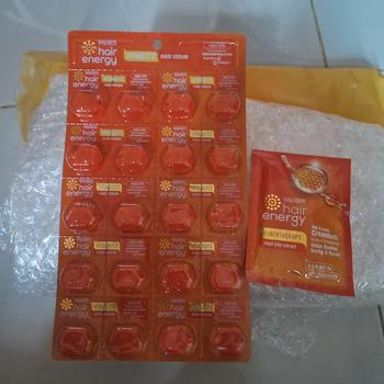 Product Review of Find it Store - Makarizo Hair Energy VITAGLITZ Hair Keratin Serum ROYAL JELLY | ALOE MELON 6 x 1 mL | NEW 20x1ml | Hair Serum / Serum Rambut / Vitamin Rambut / Serum Perawatan Rontok Treatment Berminyak Catokan Haircare Kering from Tokopedia customer review 0