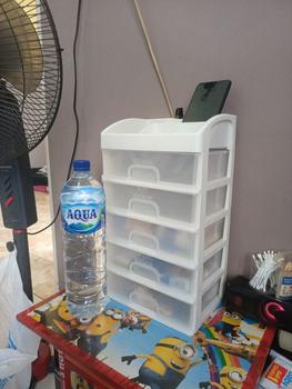 Product Review of Rak Kosmetik 5 Susun Laci Tarik Organizer Meja Rias Kamar Storage Serbaguna Plastik Putih Aesthetic Bagus from Tokopedia customer review 0
