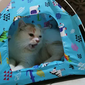 Tenda Kucing Besar Jumbo Dello Original Lipat Motif Kucing Bonus Include Bantal Tempat Tidur Anabul