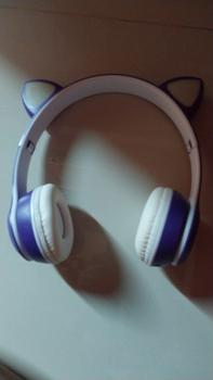 Product Review of Headphone Wireless Bluetooth Headset Cat Ear Telinga Kucing Gaming LED Stereo Bass Earphones from Tokopedia customer review 0