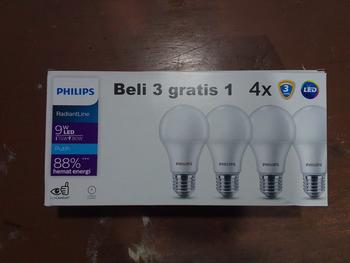 Product Review of Lampu Philips RadiantLine Multipack Bohlam LED 9W 6500K Putih from Tokopedia customer review 3