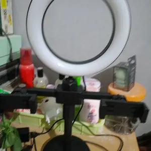 Ring light 16cm+Tripod +2 Holder HP Ring light Tripod Mini Stand HP Live stream Selfie Make Up Vlog Lampu