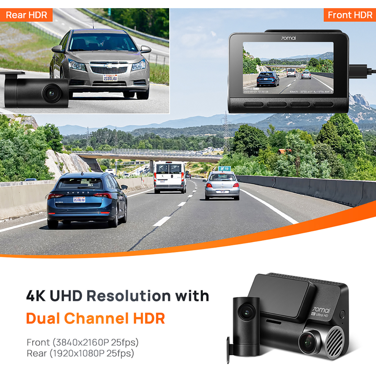 Product Introduction of 70mai Dash Cam A810 Set Front 4K 2160P Rear HDR 1080P GPS Night Vision 2