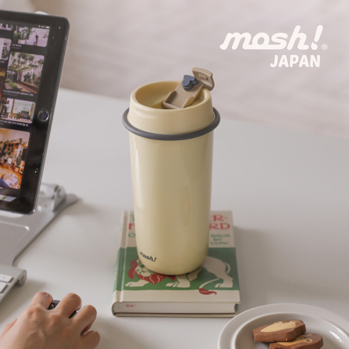 Mosh Straw Latte Tumbler - Botol Minum Stainless Steel 480ML - IVORY