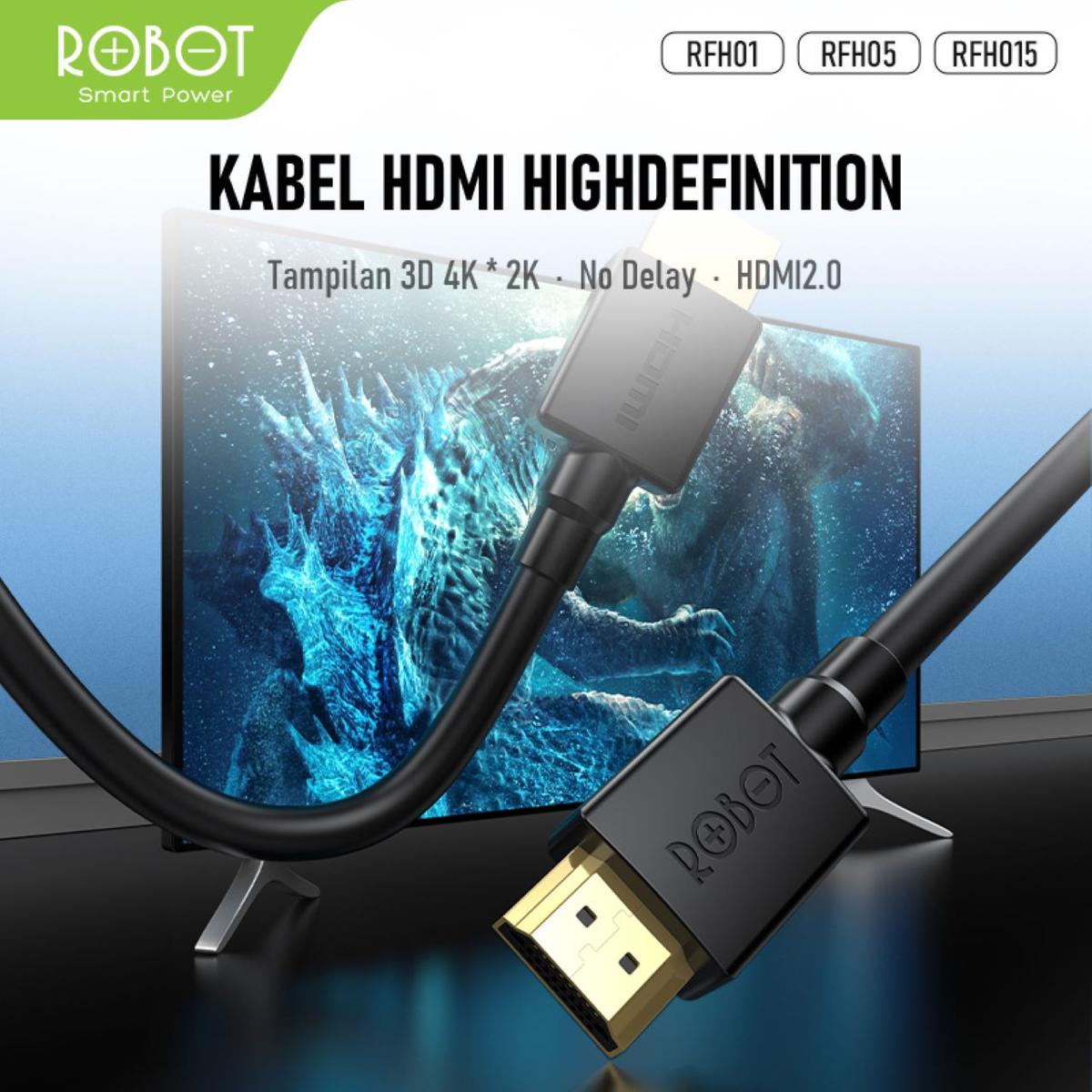 ROBOT Kabel HDMI 4K 3D 1M / 1.5 M / 2M / 3M / 5M Ori - Garansi 1 tahun