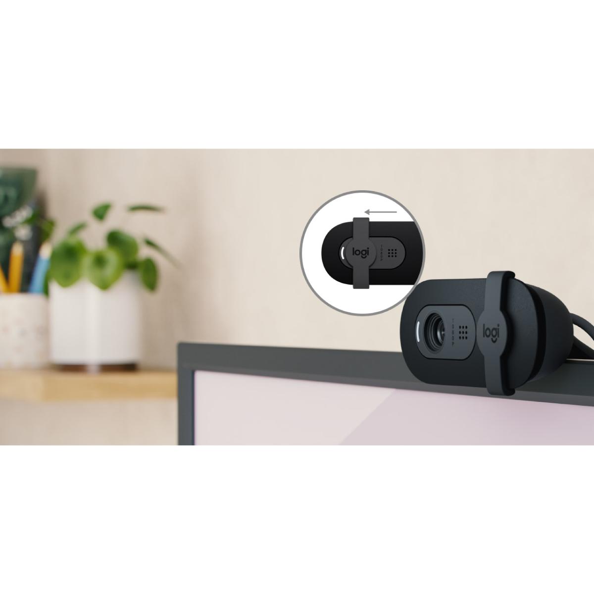 Logitech Brio 100 Webcam Full HD Shutter Privacy & Built-in Microphone