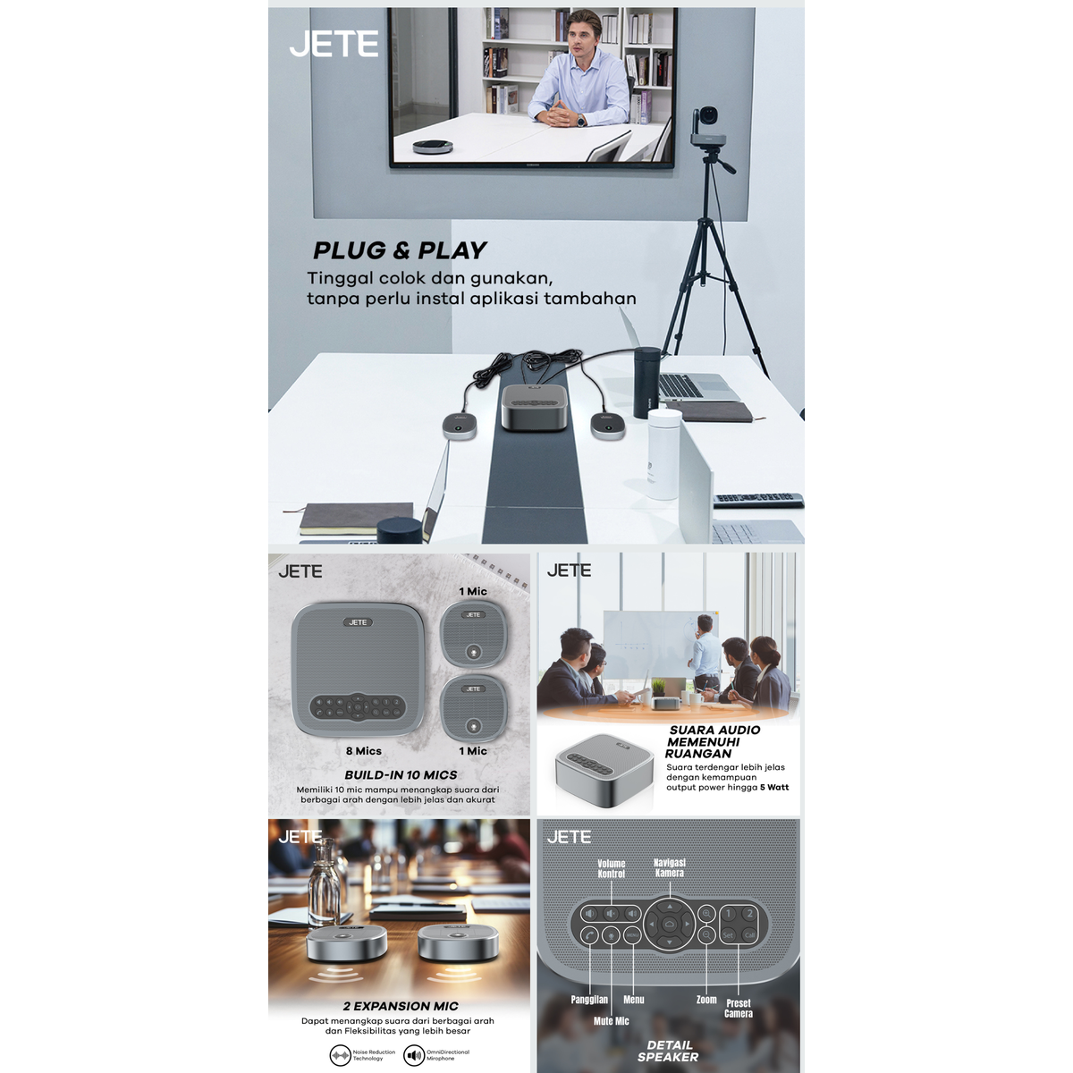 Product Introduction of JETE Group 2 Video Conference 4K Utra HD 12X Optical Zoom Garansi 2th 1