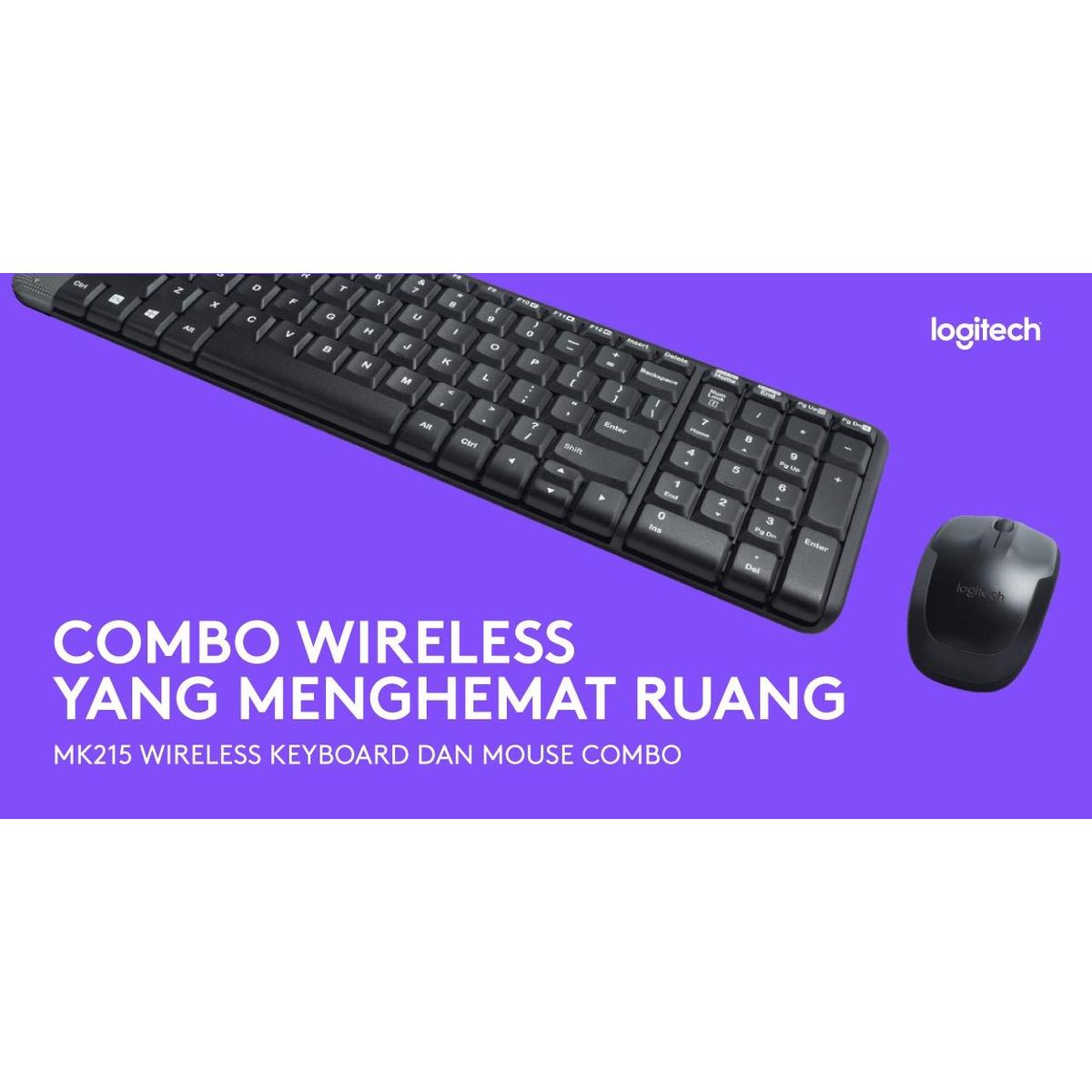 Logitech MK215 Combo Keyboard dan Mouse Wireless Compact
