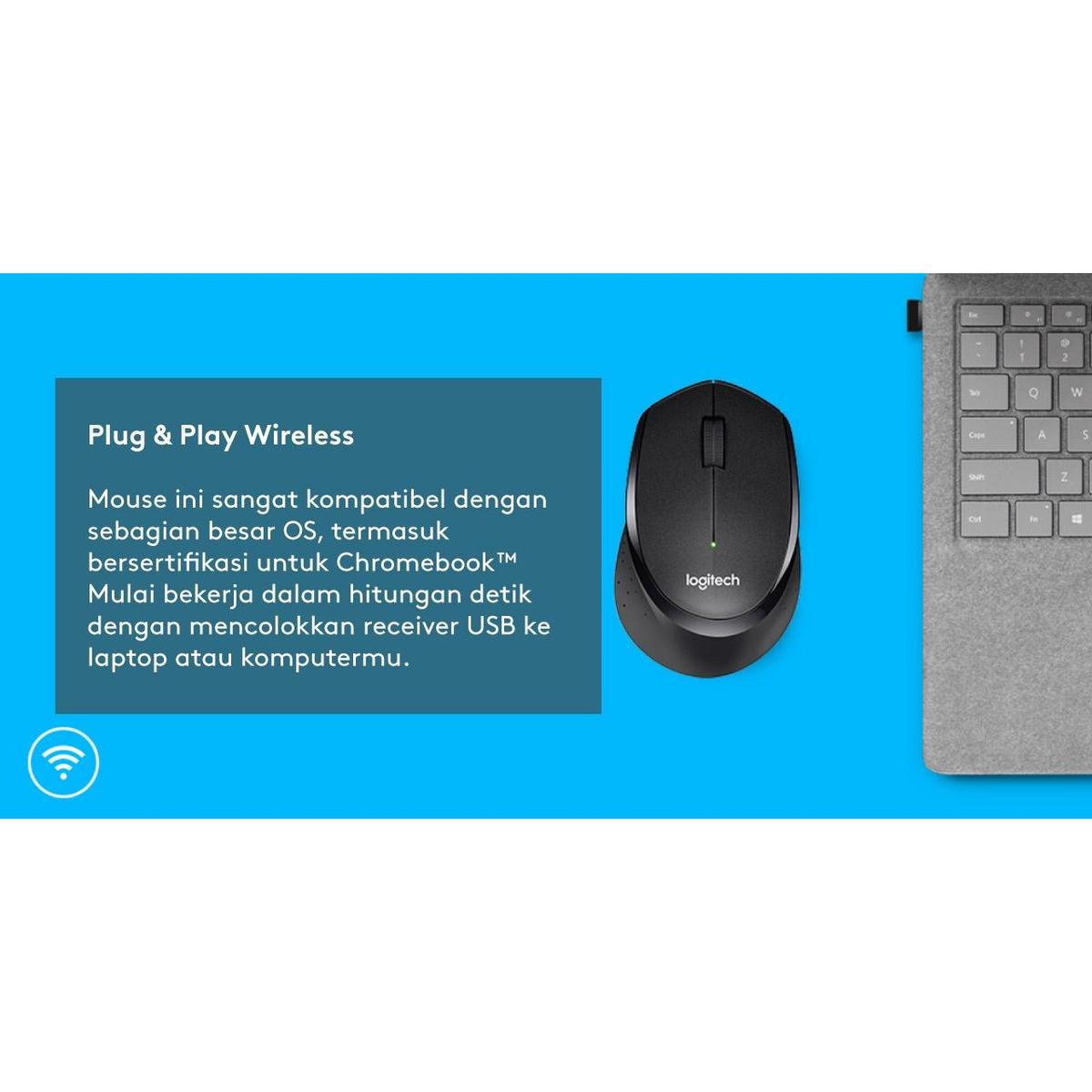Logitech M331 Mouse Wireless Silent Click - Black