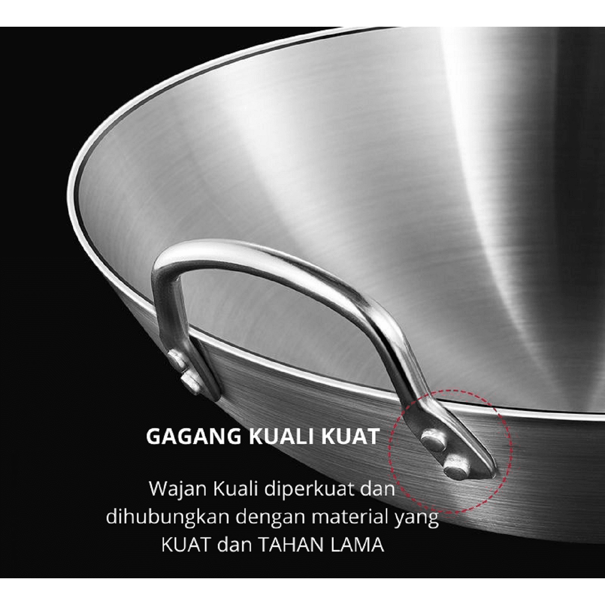 Product Introduction of Kuali Wajan Penggoreng Stainless Steel Kuat Anti Lengket Big Size 1