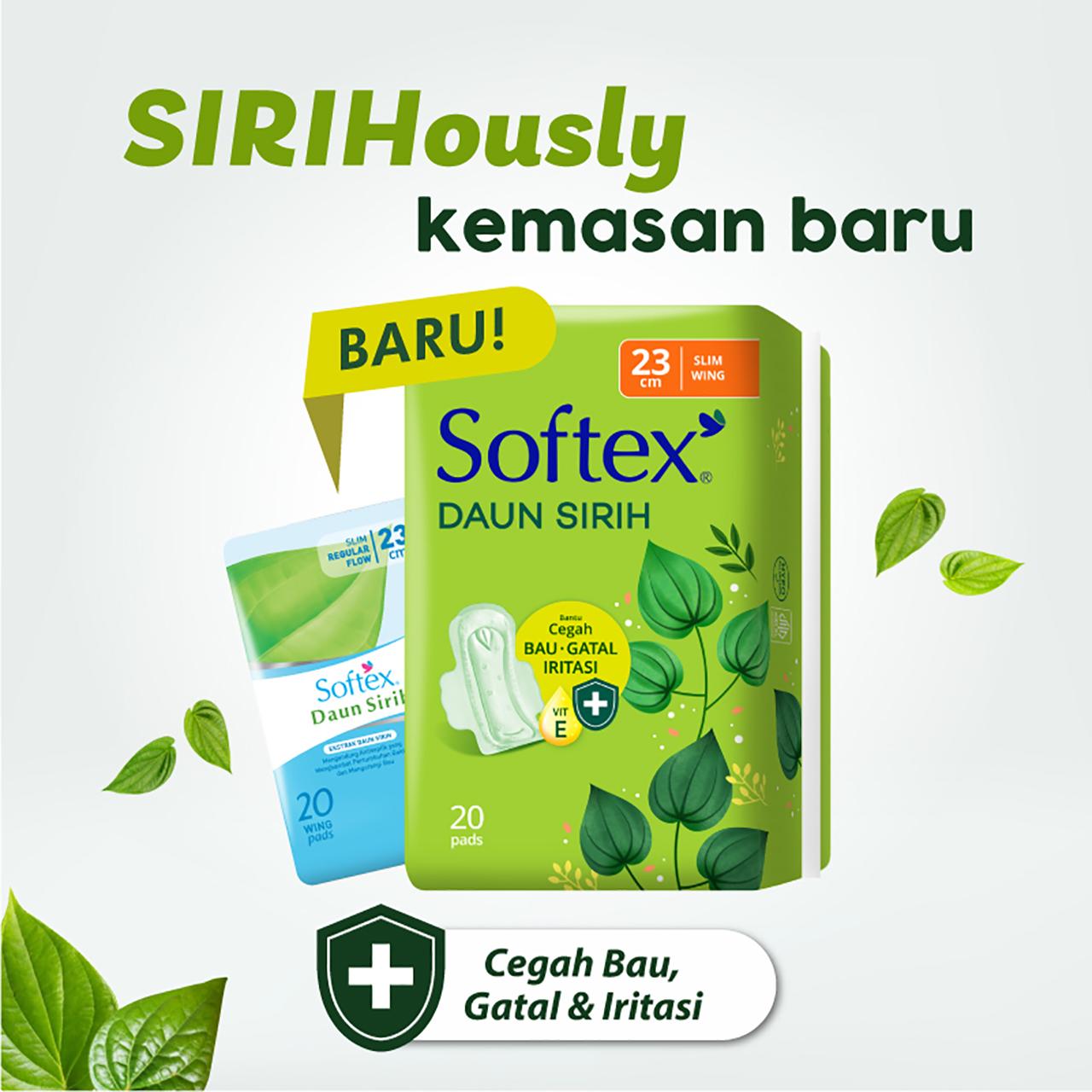Softex Daun Sirih + Vitamin E Jumbo Pack 23cm 30s-Pembalut Daun Sirih Siang