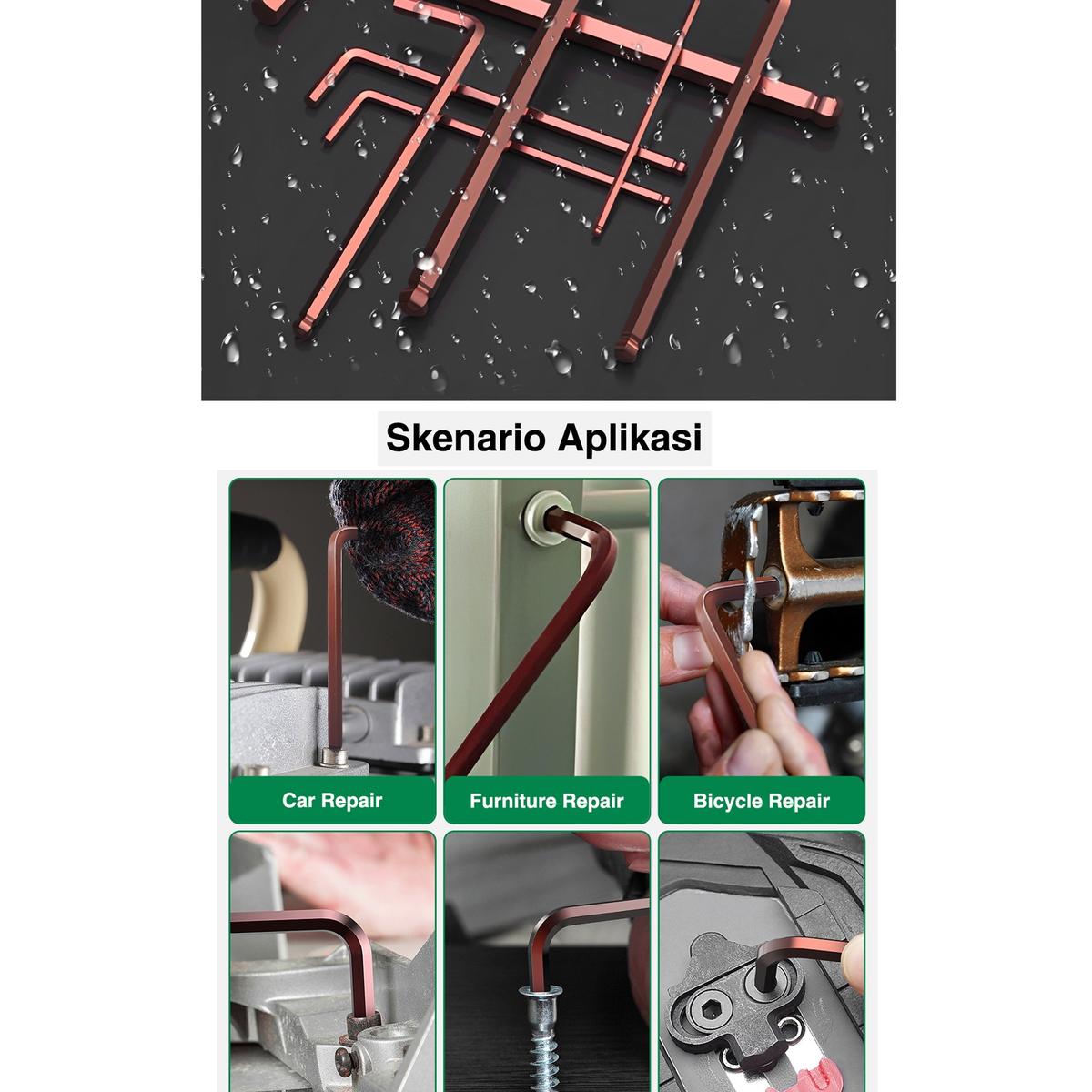 ISKU Kunci L Hey Key Set Lengkap Flat End Hex Key 9 Piece
