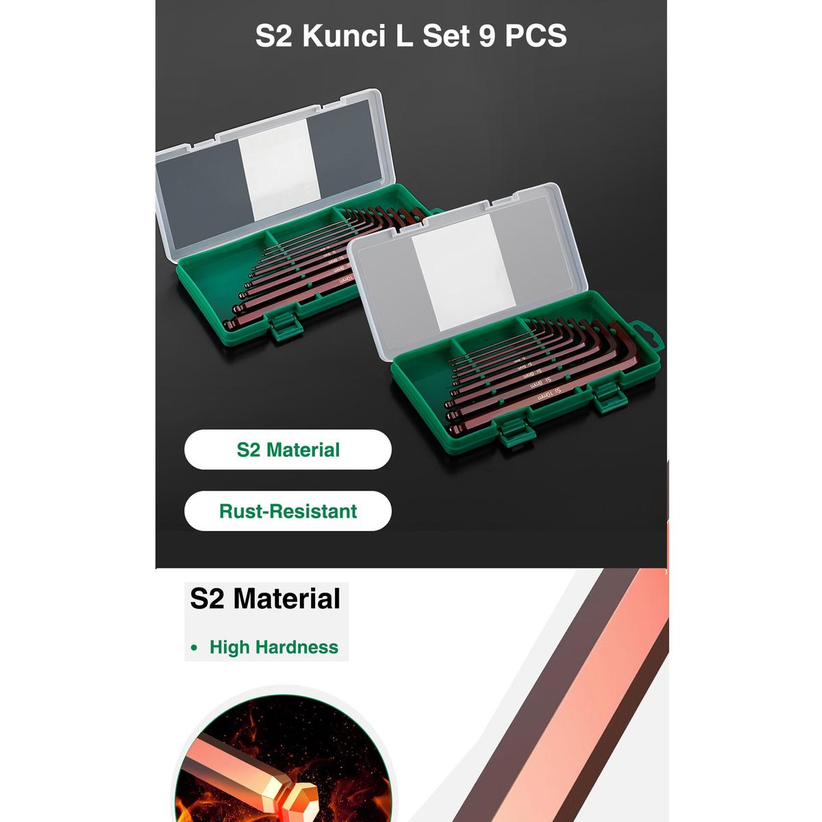 ISKU Kunci L Hey Key Set Lengkap Flat End Hex Key 9 Piece