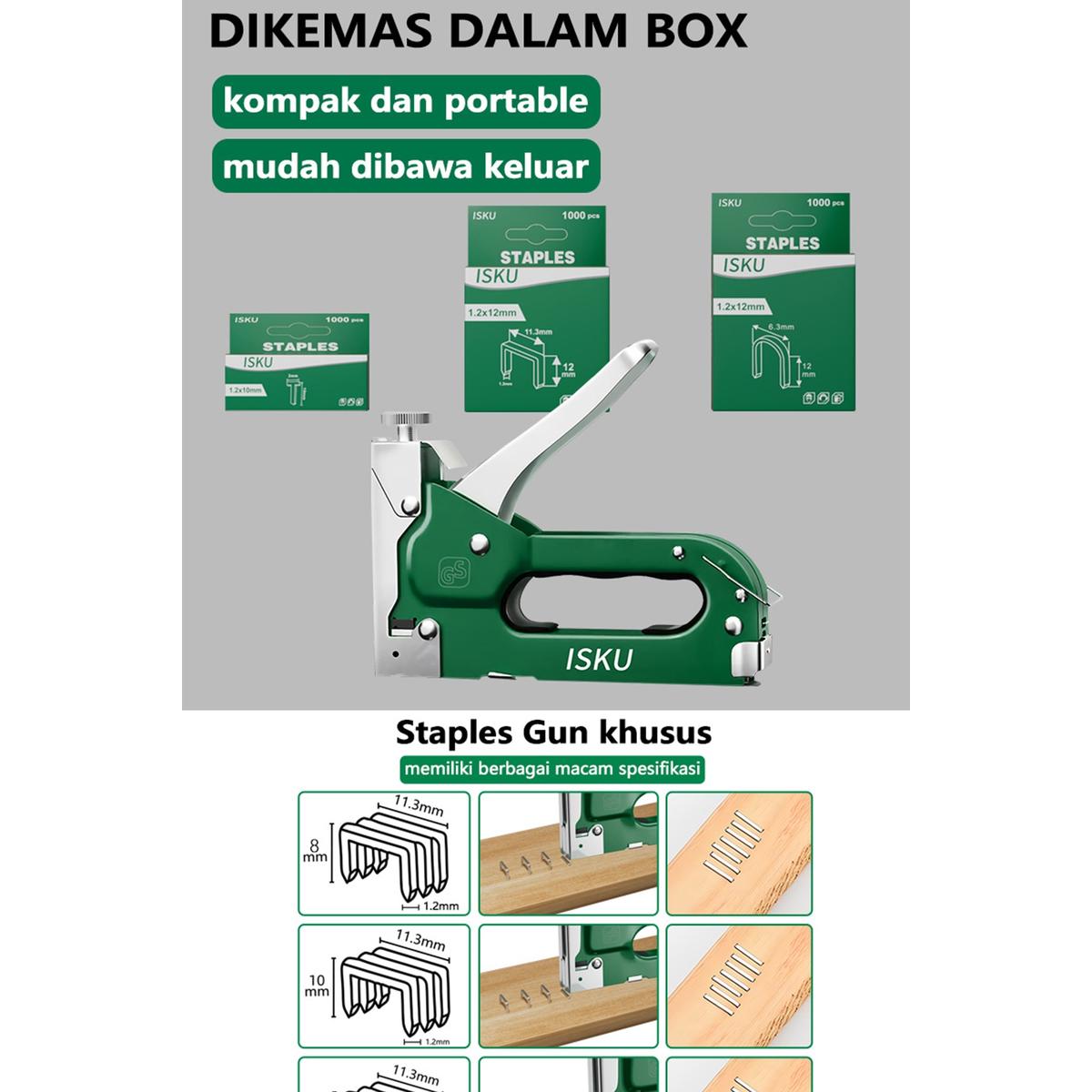 ISKU staple gun refill stapler/ isi ulang refill staples 8 x 11.3 x 1.2mm*1000pcs Isi staples tembak gun tacker perkakas