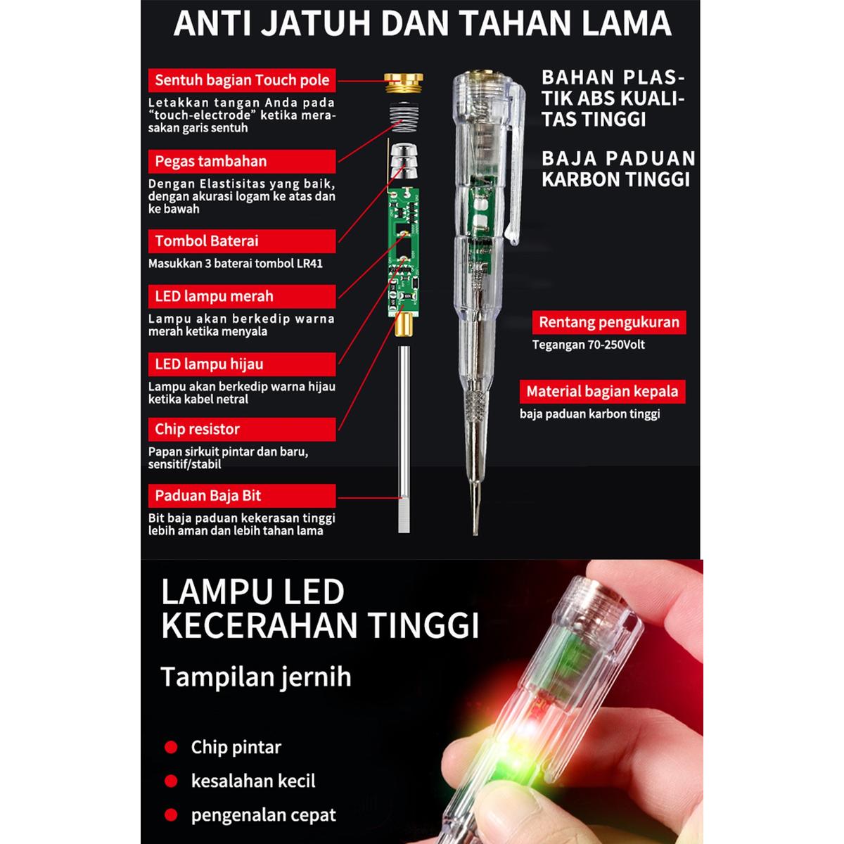 ISKU Obeng Test Pencil Tester TesPen Obeng Tes Indicator Dual LED