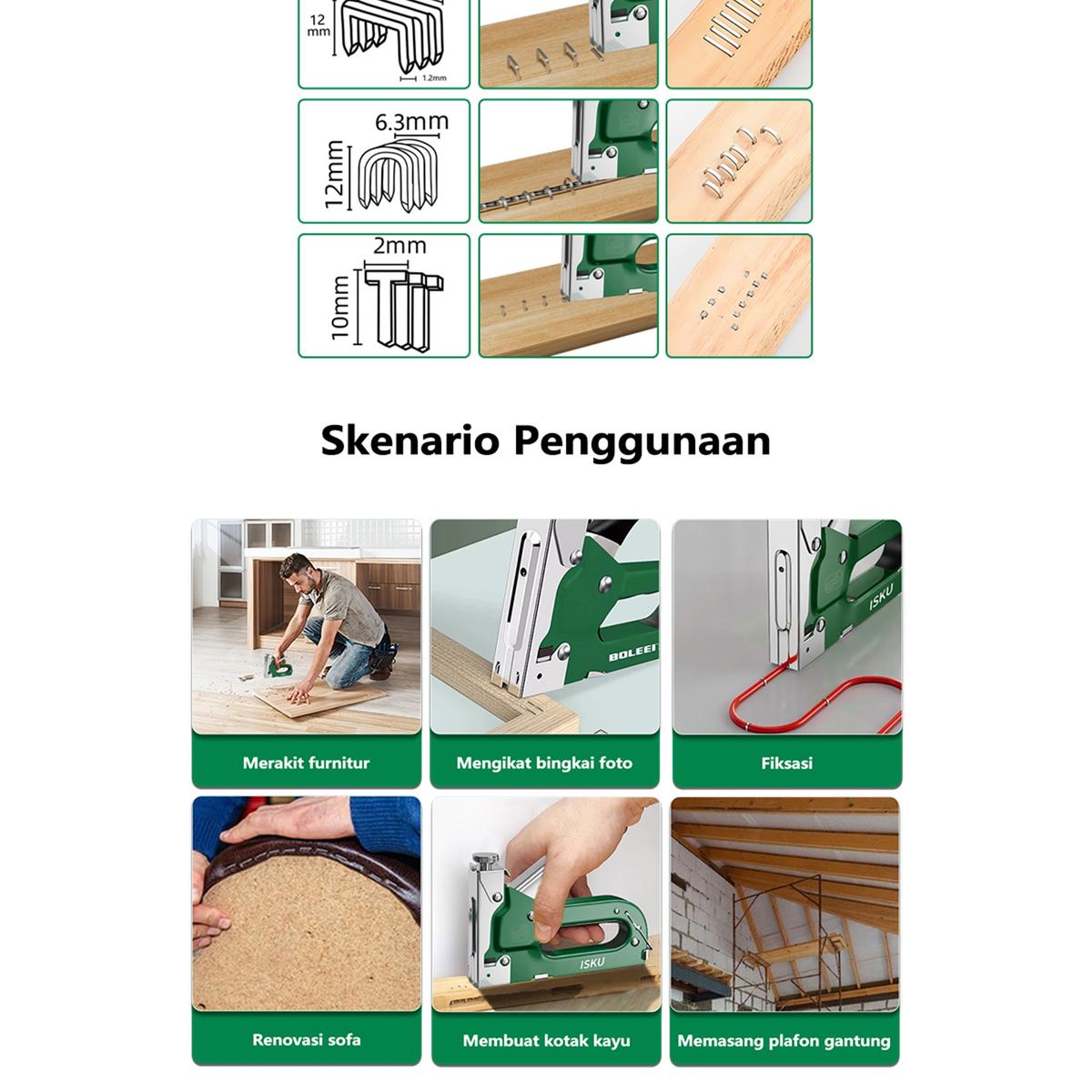 ISKU staple gun refill stapler/ isi ulang refill staples 8 x 11.3 x 1.2mm*1000pcs Isi staples tembak gun tacker perkakas