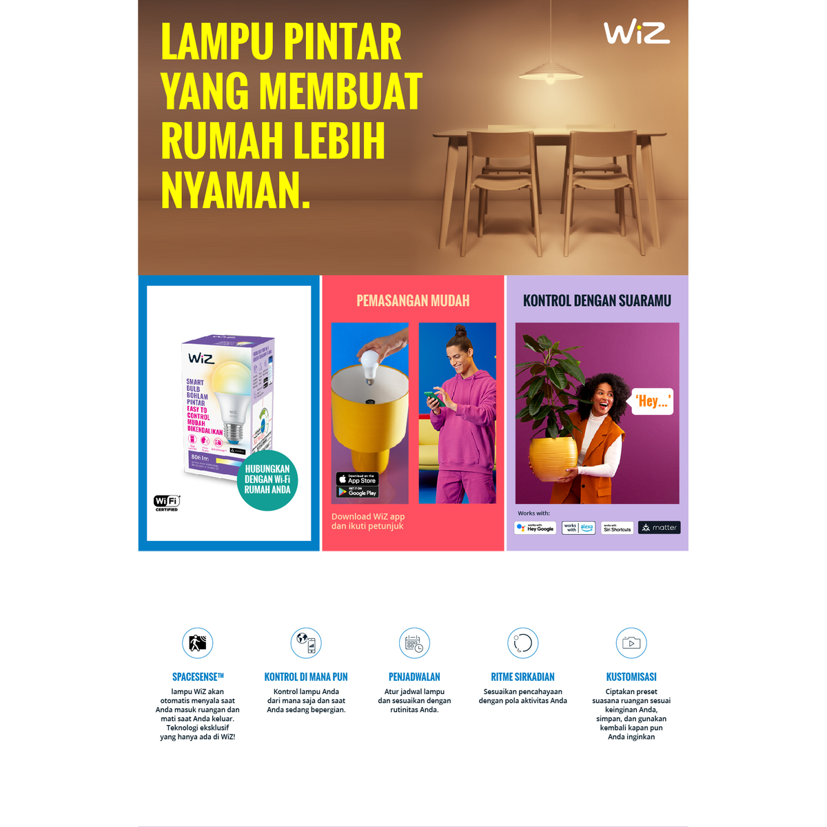 Product Introduction of WiZ Lampu Smart LED WiFi Smart Bulb TW Putih 8W, 13W 0