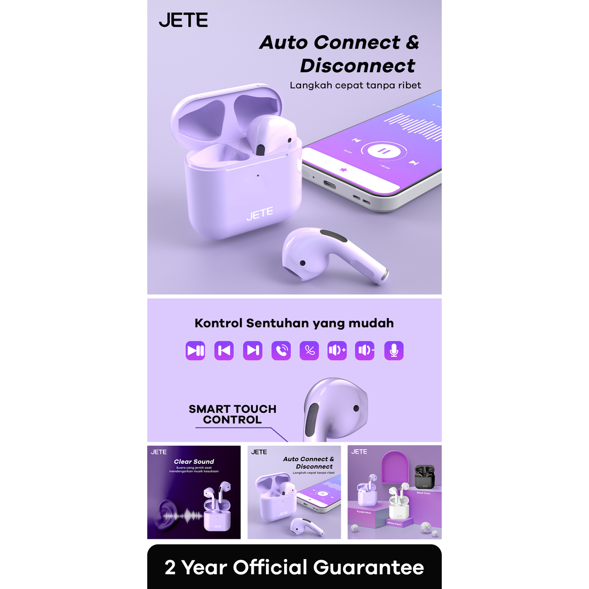 Product Introduction of JETE CE2 TWS Earbuds Headset Bluetooth V5.3 IPX5 - Garansi 2 Tahun 1