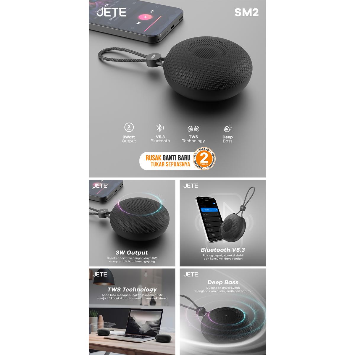 Product Introduction of JETE SM2 Speaker Bluetooth 5.3 Deep Bass - Garansi Resmi 2 Tahun 0