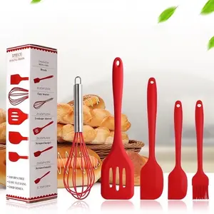 5pcs Baking Props Kocokan Telur, Spatula 3 Pcs, Kuas Kue Silikon 5in1