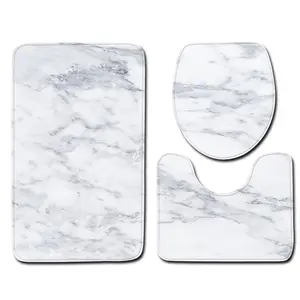 3Pcs/Set Embossed Bathroom Bath Mat Set Toilet Carpet Polyester